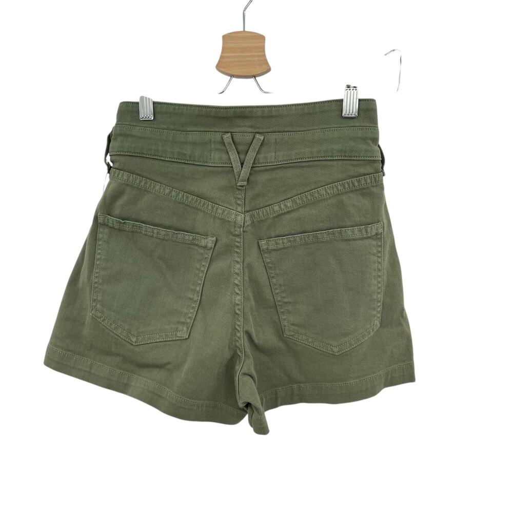 Veronica Beard NEW Jaylen Denim Shorts High Rise Pleated Clover Green Size 23. - Picture 15 of 15